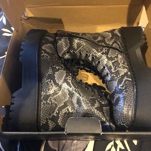 Fashion nova snakeskin combat boots